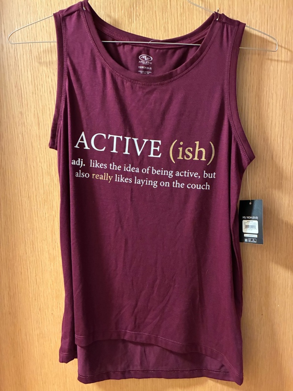 Athletic Works Maroon Graphic 'ACTIVE(ish)' Tank Top